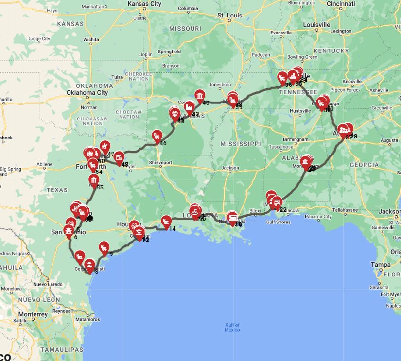 Map for Austin Roundtrip
